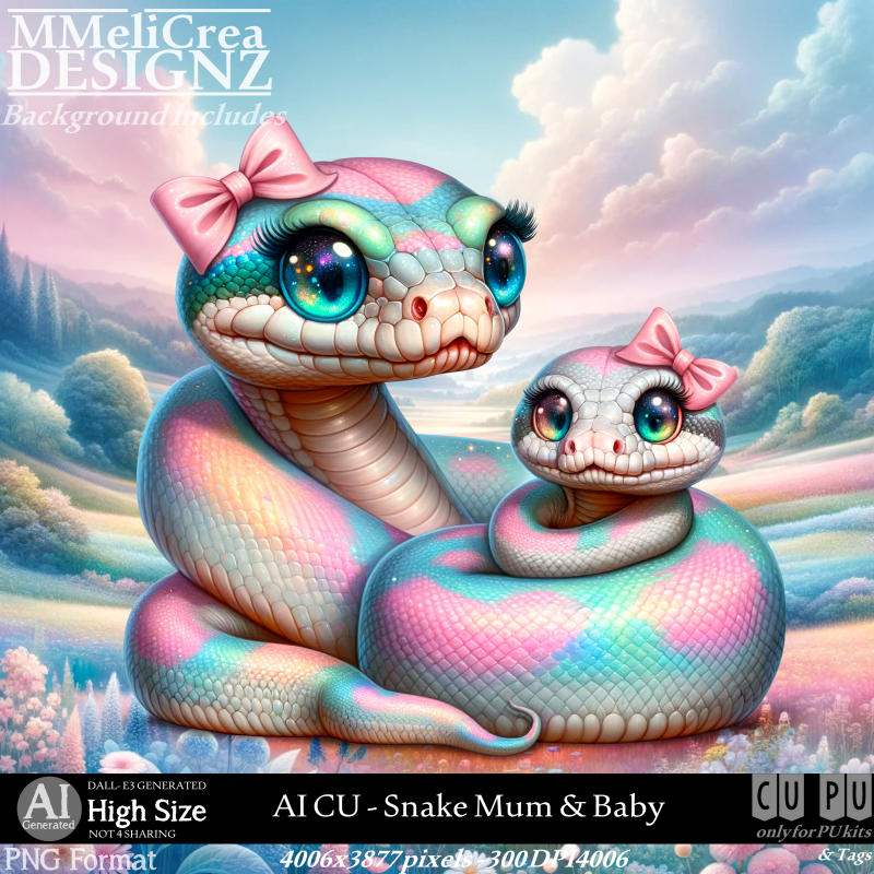 AI - CU Snake Mum & Baby (CU4PU/PNG) - Click Image to Close